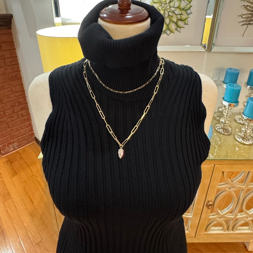 Melinda Maria Gold with Diamondette Pendant Necklace - Picture 2 of 12